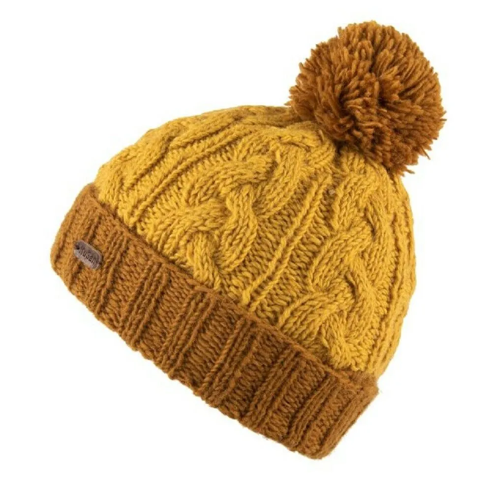 Kusan Cable Knit Turn Up Bobble Hat PK1902