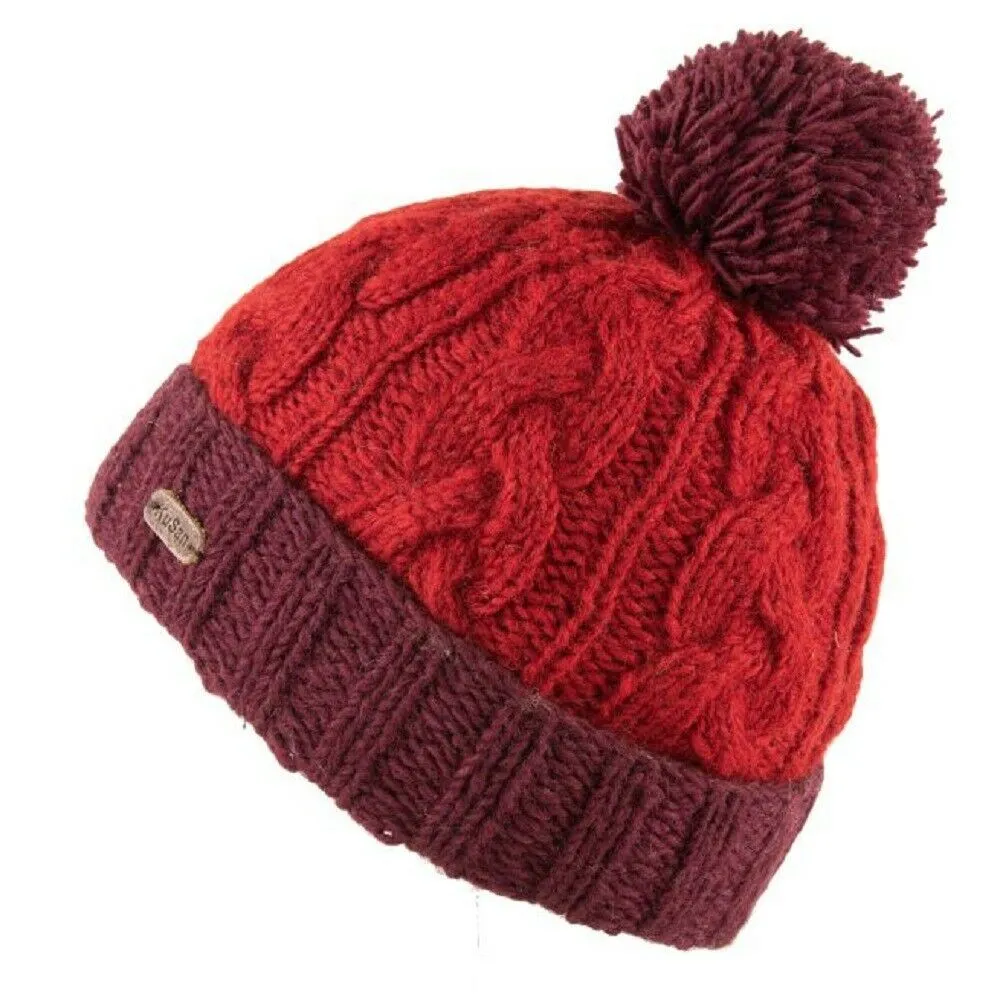 Kusan Cable Knit Turn Up Bobble Hat PK1902