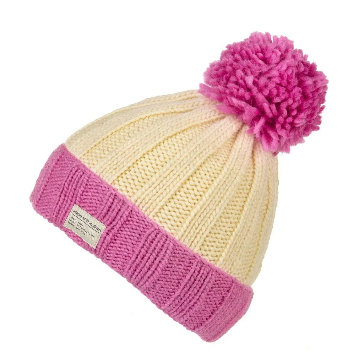 Kusan Moss Yarn Turn Up Bobble Beanie Hat(PK1525)