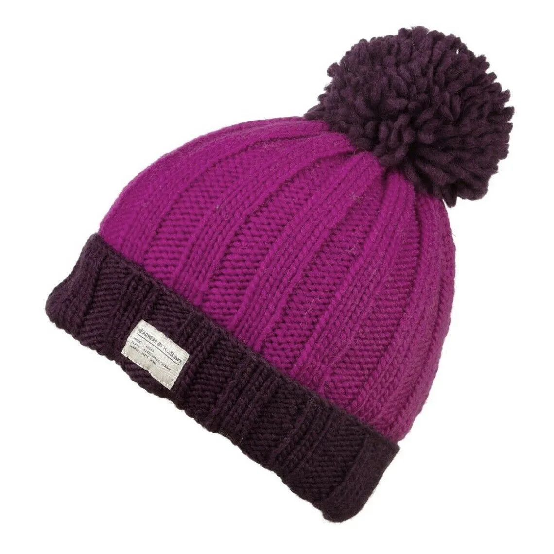 Kusan Moss Yarn Turn Up Bobble Beanie Hat(PK1525)