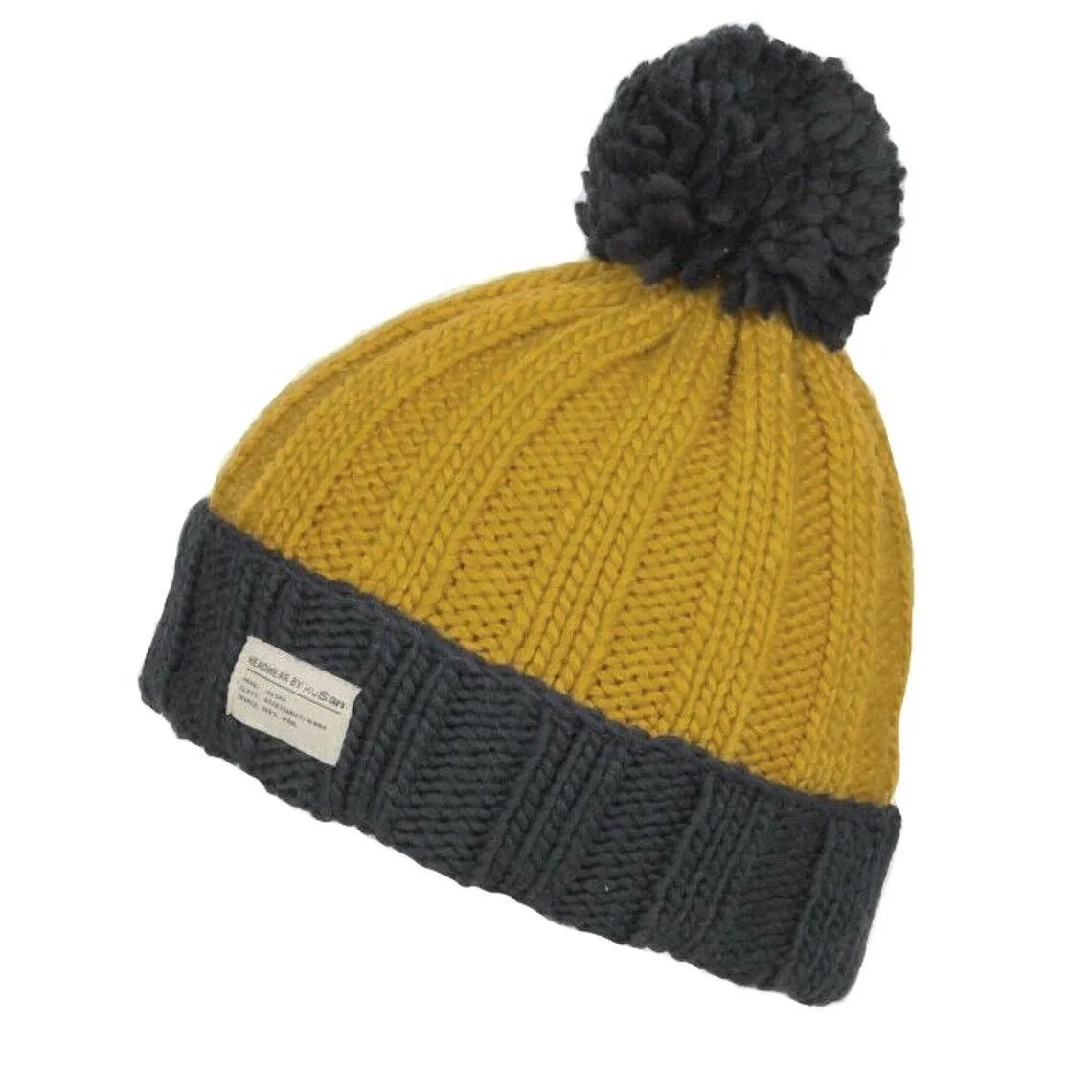 Kusan Moss Yarn Turn Up Bobble Beanie Hat(PK1525)