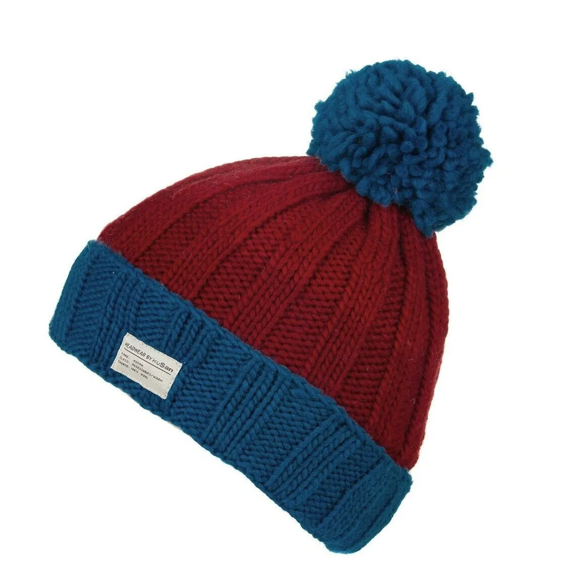 Kusan Moss Yarn Turn Up Bobble Beanie Hat(PK1525)