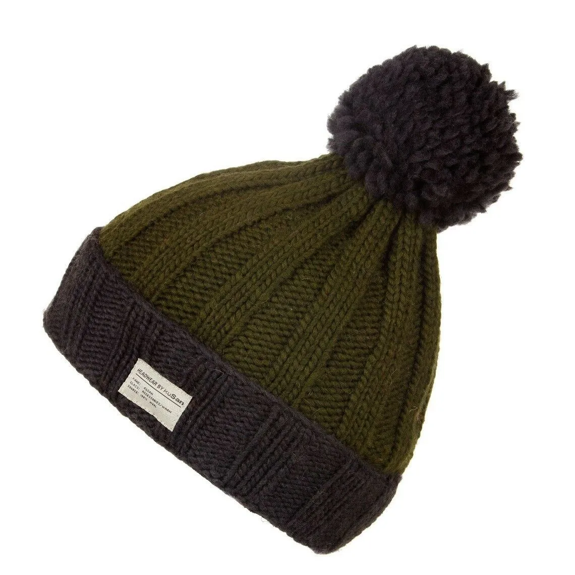 Kusan Moss Yarn Turn Up Bobble Beanie Hat(PK1525)