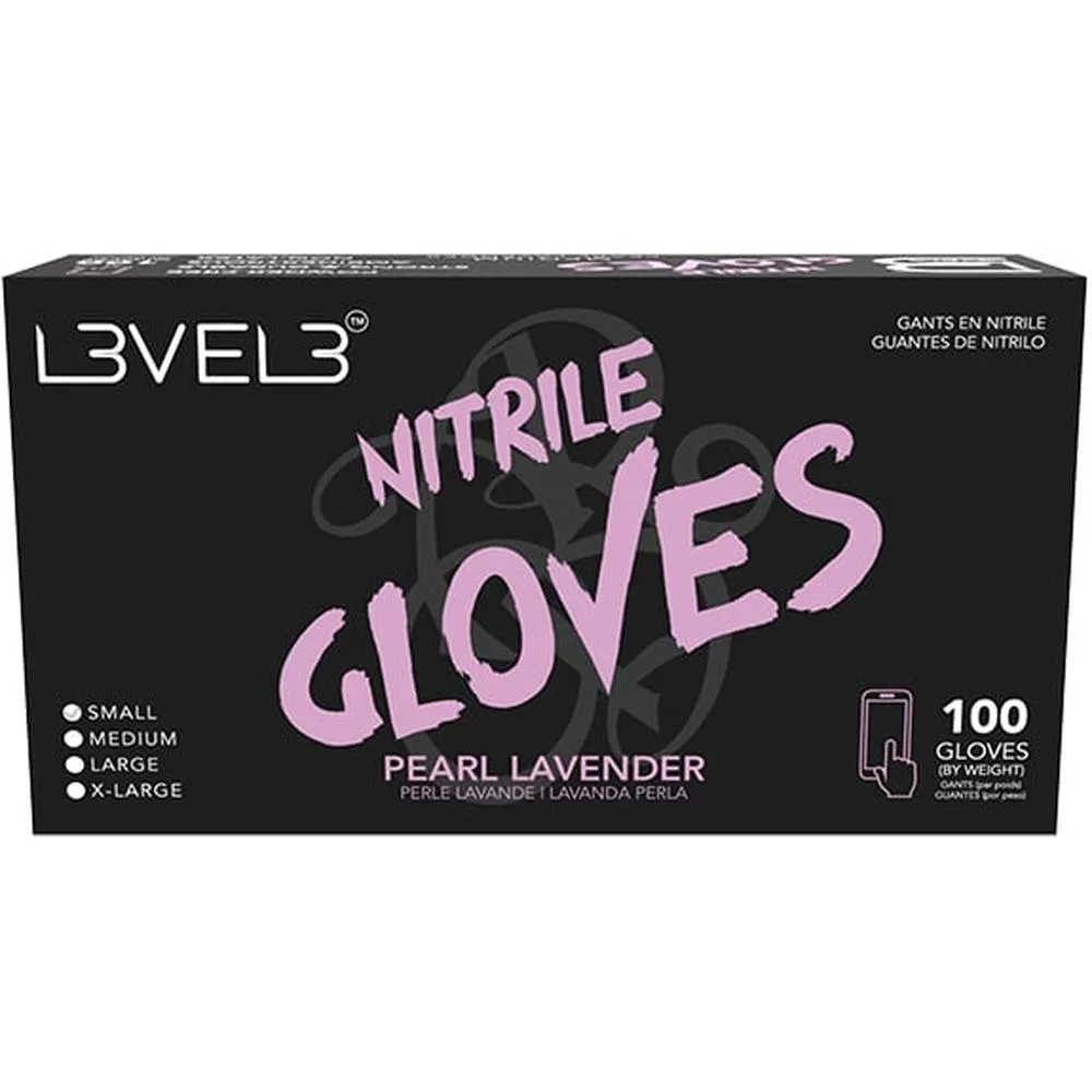 L3VEL3 Nitrile Pearl Lavender Gloves - LARGE / 100 Pack - 4 mil Thickness