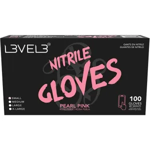 L3VEL3 Nitrile Pearl Pink Gloves - SMALL / 100 Pack - 4 mil Thickness