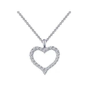 Lafonn Sterling Silver Platinum Plated Simulated Diamonds Open Heart Necklace