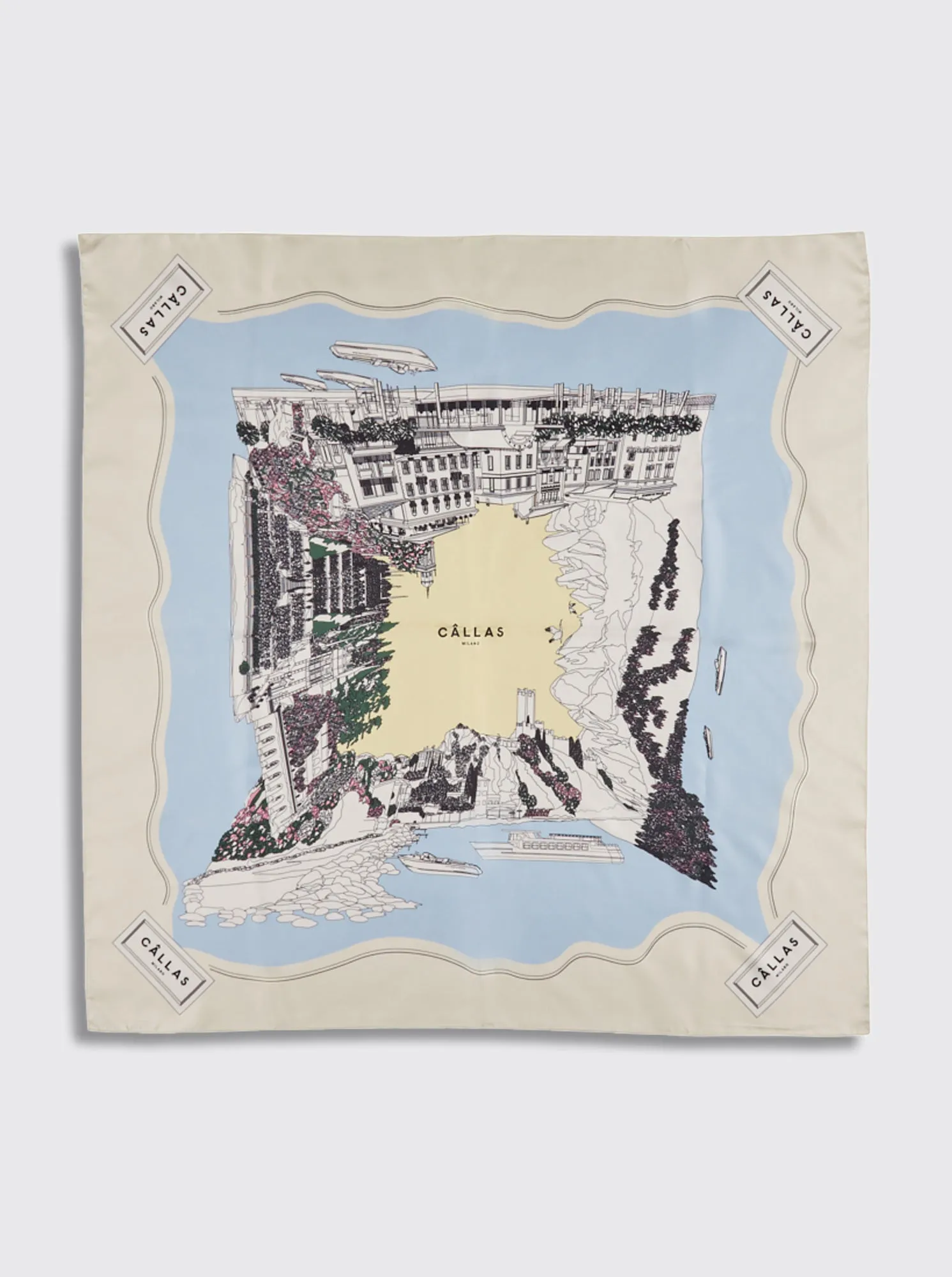 LAKE COMO Silk Scarf in Cream