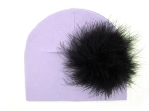 Lavender Cotton Hat with Black Large regular Marabou