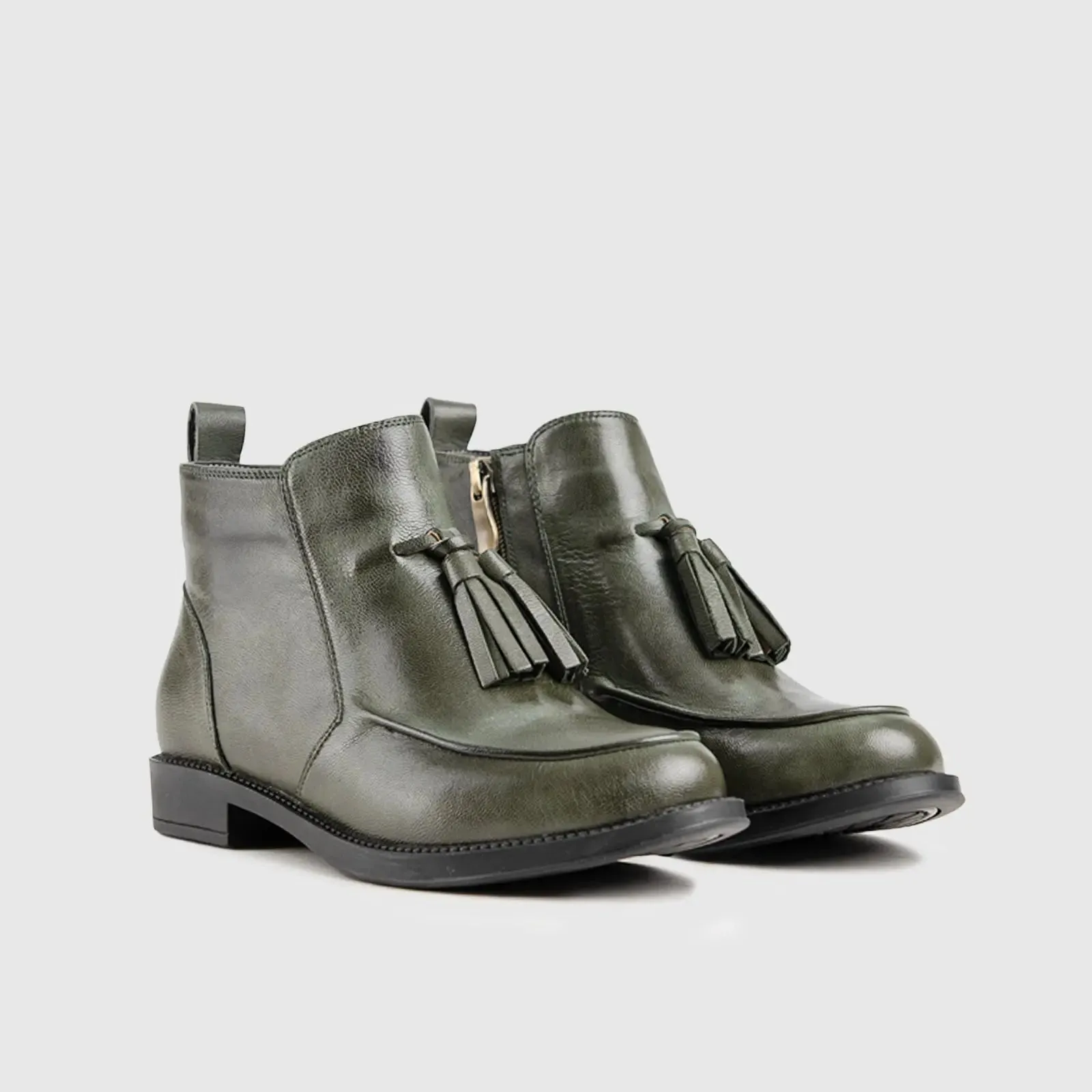 Leather Ankle Boots Green HA019