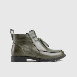 Leather Ankle Boots Green HA019