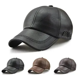 Leather Baseball Caps - Adjustable Spring/Autumn Outdoor Casual Hats with Sunscreen Protection