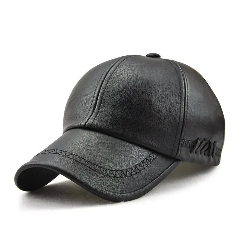Leather Baseball Caps - Adjustable Spring/Autumn Outdoor Casual Hats with Sunscreen Protection