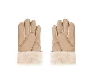 Leather Fluffy Sheepskin Wool Stitching Gloves