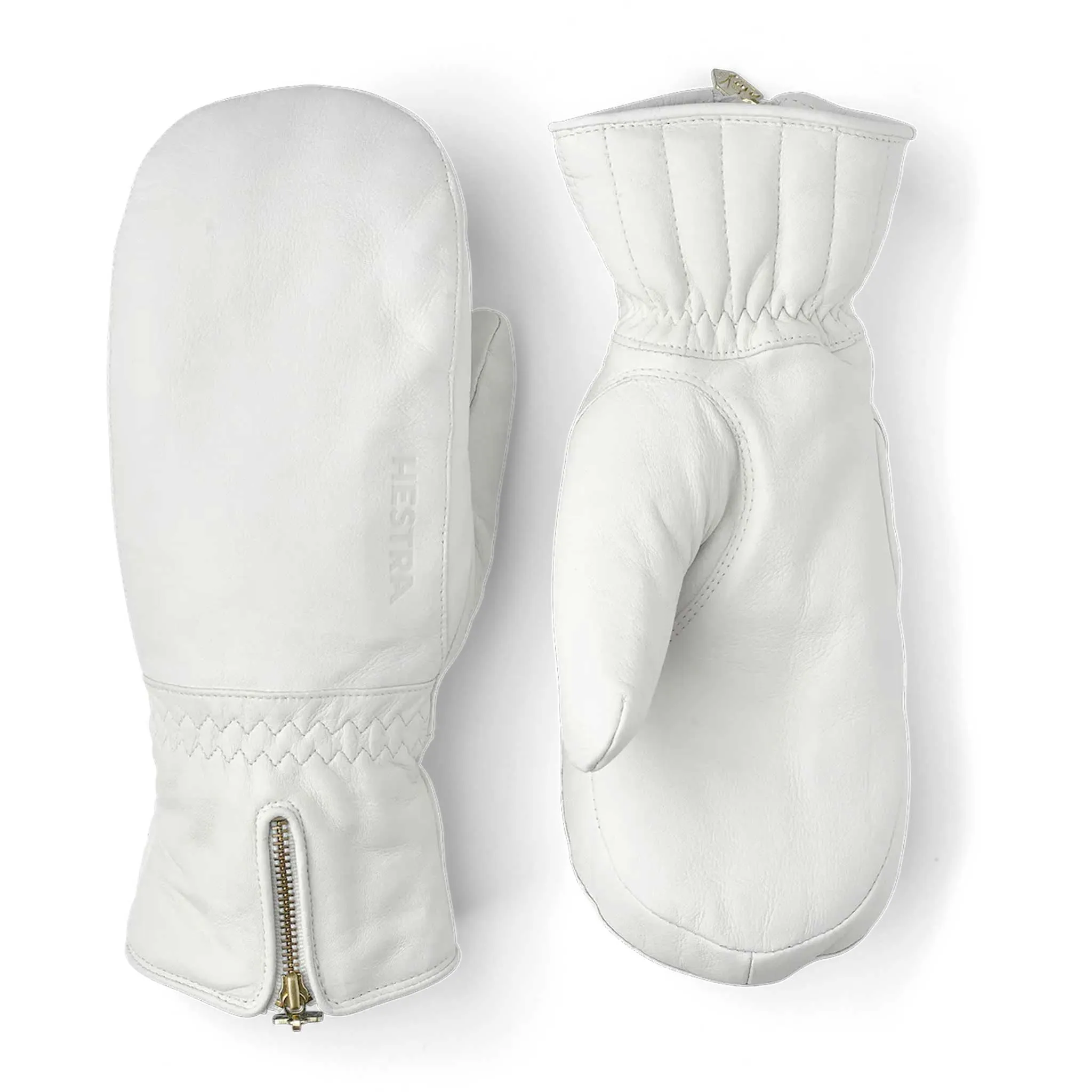 Leather Swiss Wool Classic Mitt in White