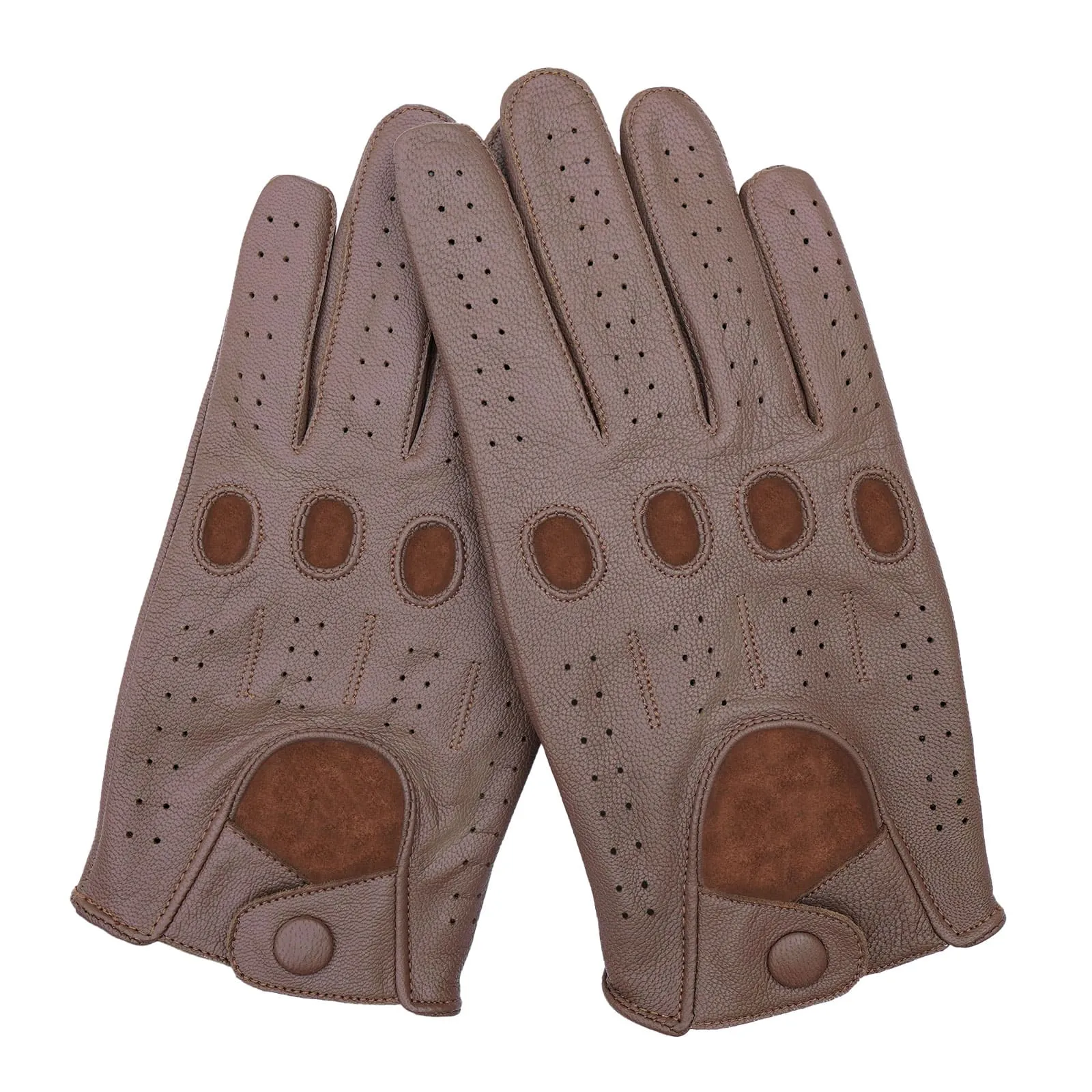 Leatherick Men's Dark Brown Classic Genuine Leather Driving Gloves
