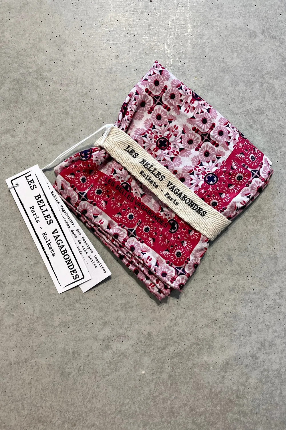 LES BELLES VAGABONDES MINI SILK SCARF AGADIR ROSE PINK