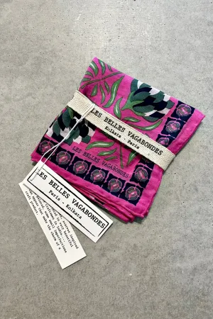 LES BELLES VAGABONDES MINI SILK SCARF BERGAMOTE FUCHSIA