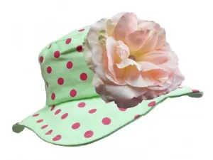 Light Aloe Sun Hat with Pale Pink Large Rose