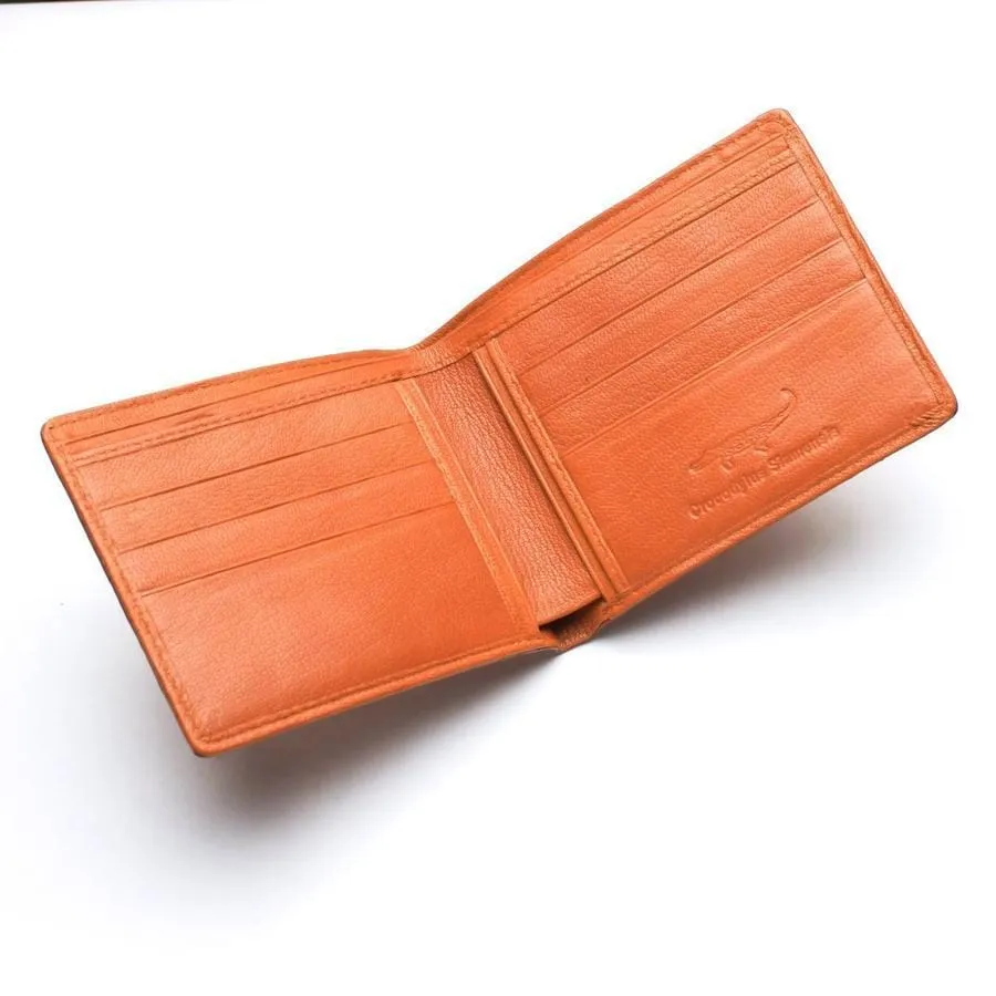 Light Brown Crocodile Stomach Leather Bifold Wallets