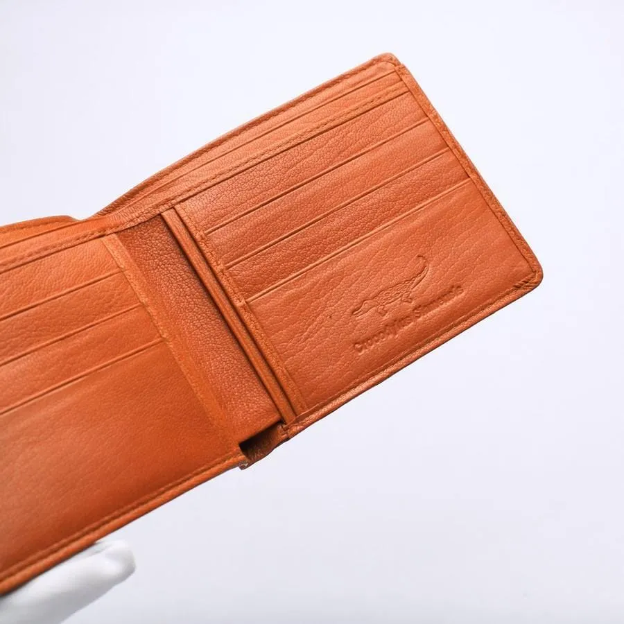Light Brown Crocodile Stomach Leather Bifold Wallets