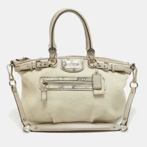 Light Grey Snake Embossed and Leather Sophia Madison Satchel