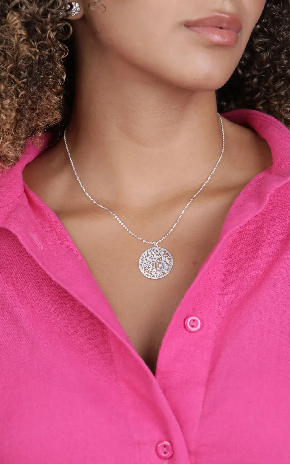 London Silver - City Map Necklace