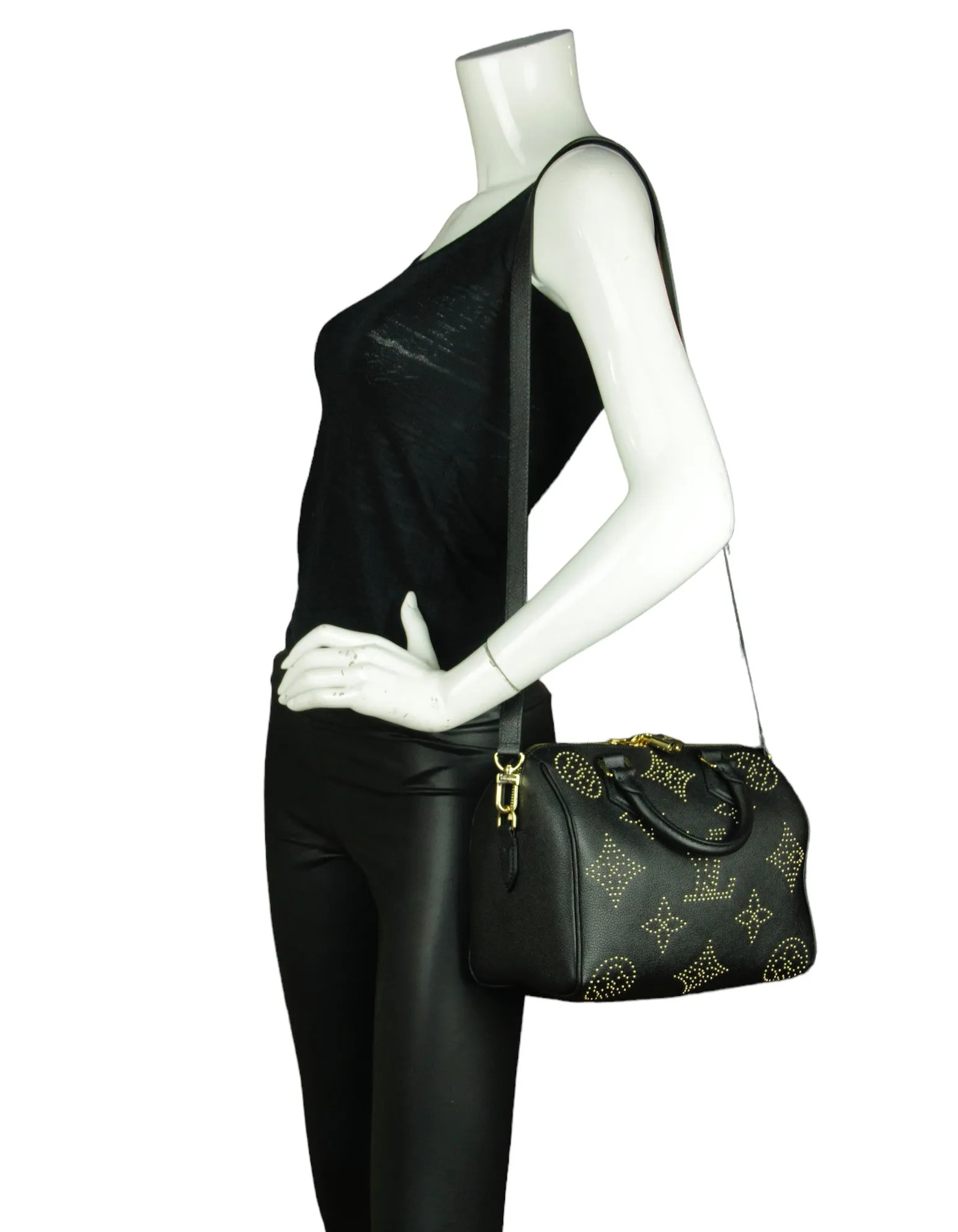 Louis Vuitton Black Studded Monogram Giant Speedy Bandouliere 25 Bag