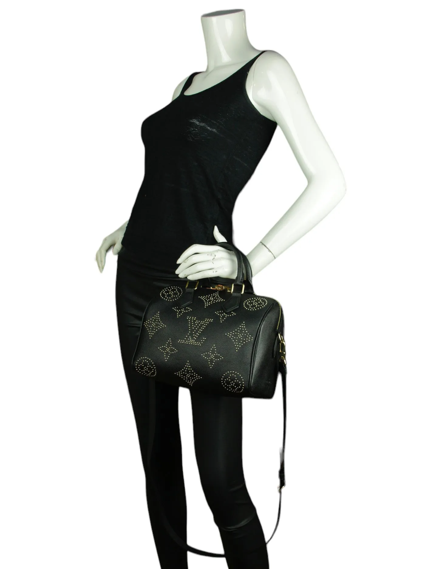 Louis Vuitton Black Studded Monogram Giant Speedy Bandouliere 25 Bag