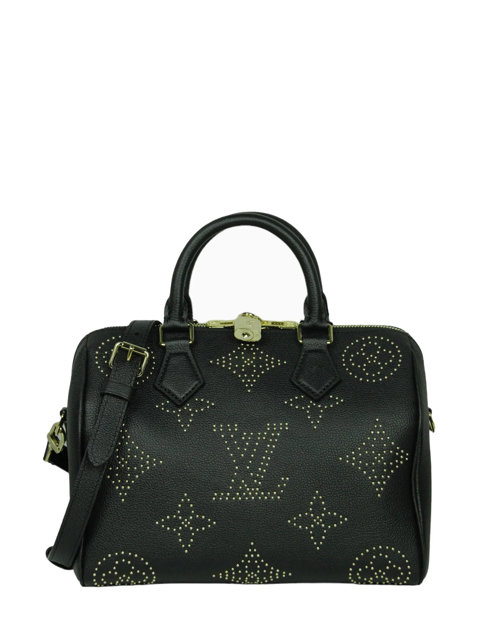 Louis Vuitton Black Studded Monogram Giant Speedy Bandouliere 25 Bag