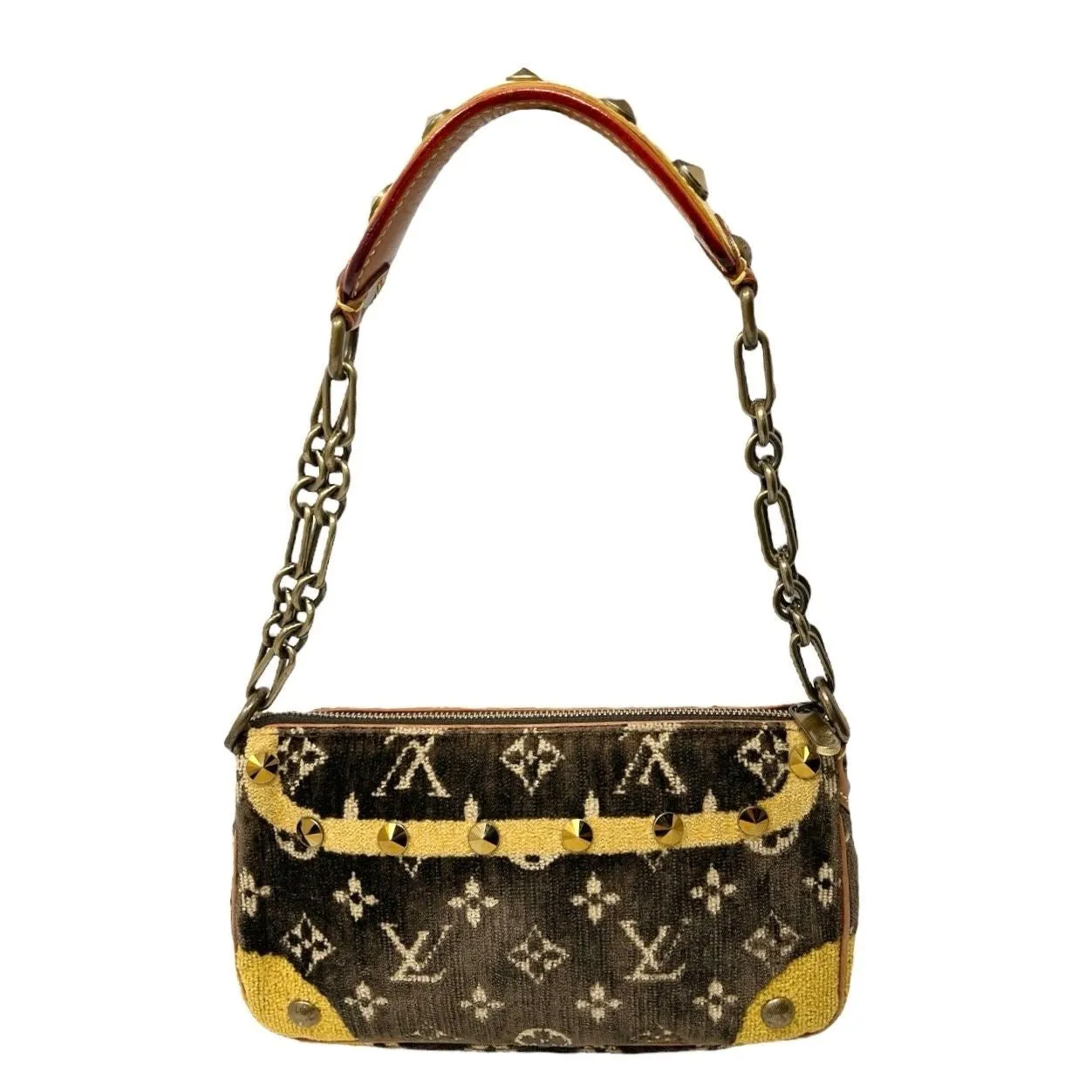 Louis Vuitton Brown Velour Logo Shoulder Bag