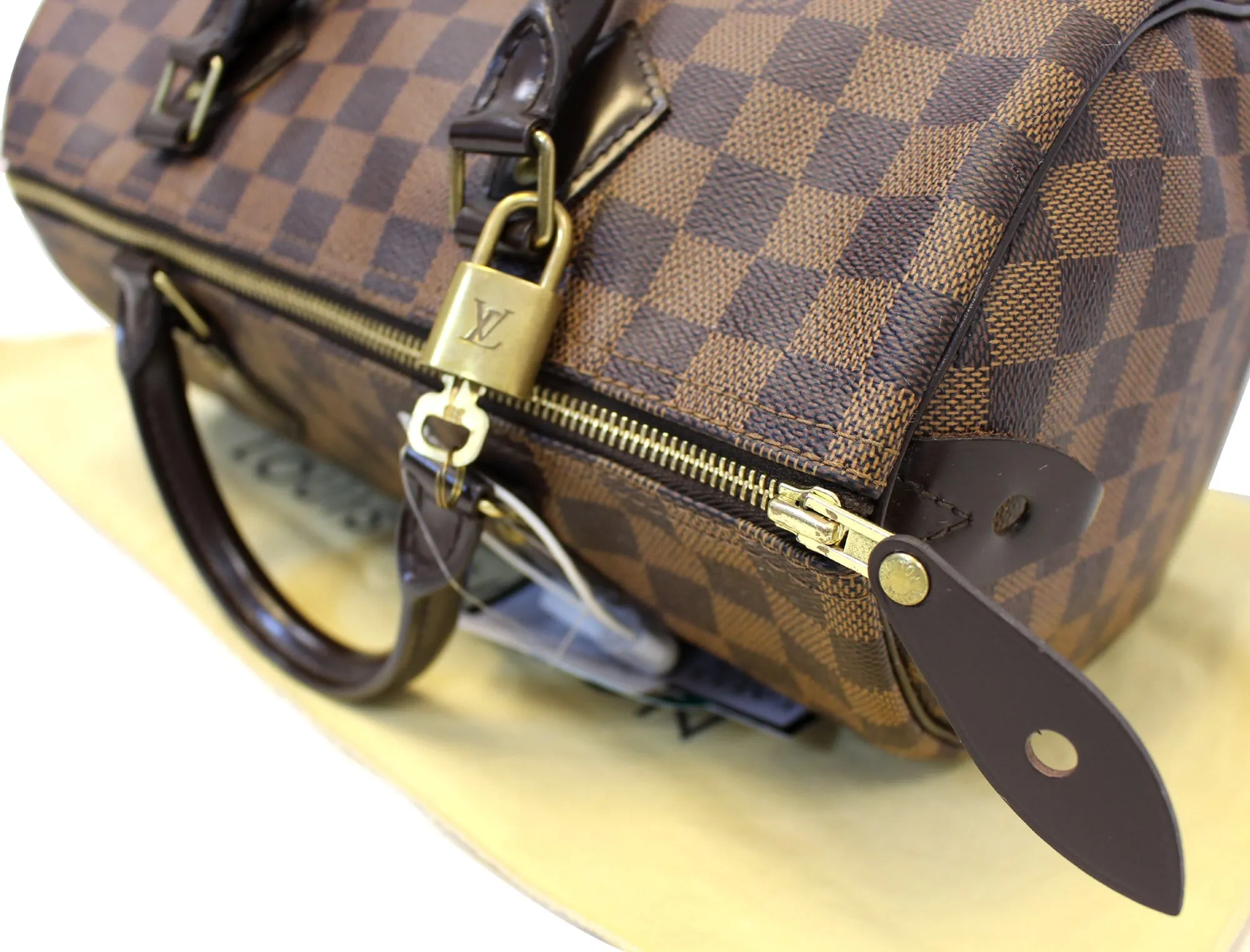 LOUIS VUITTON Damier Ebene Speedy 30 Brown Satchel Bag
