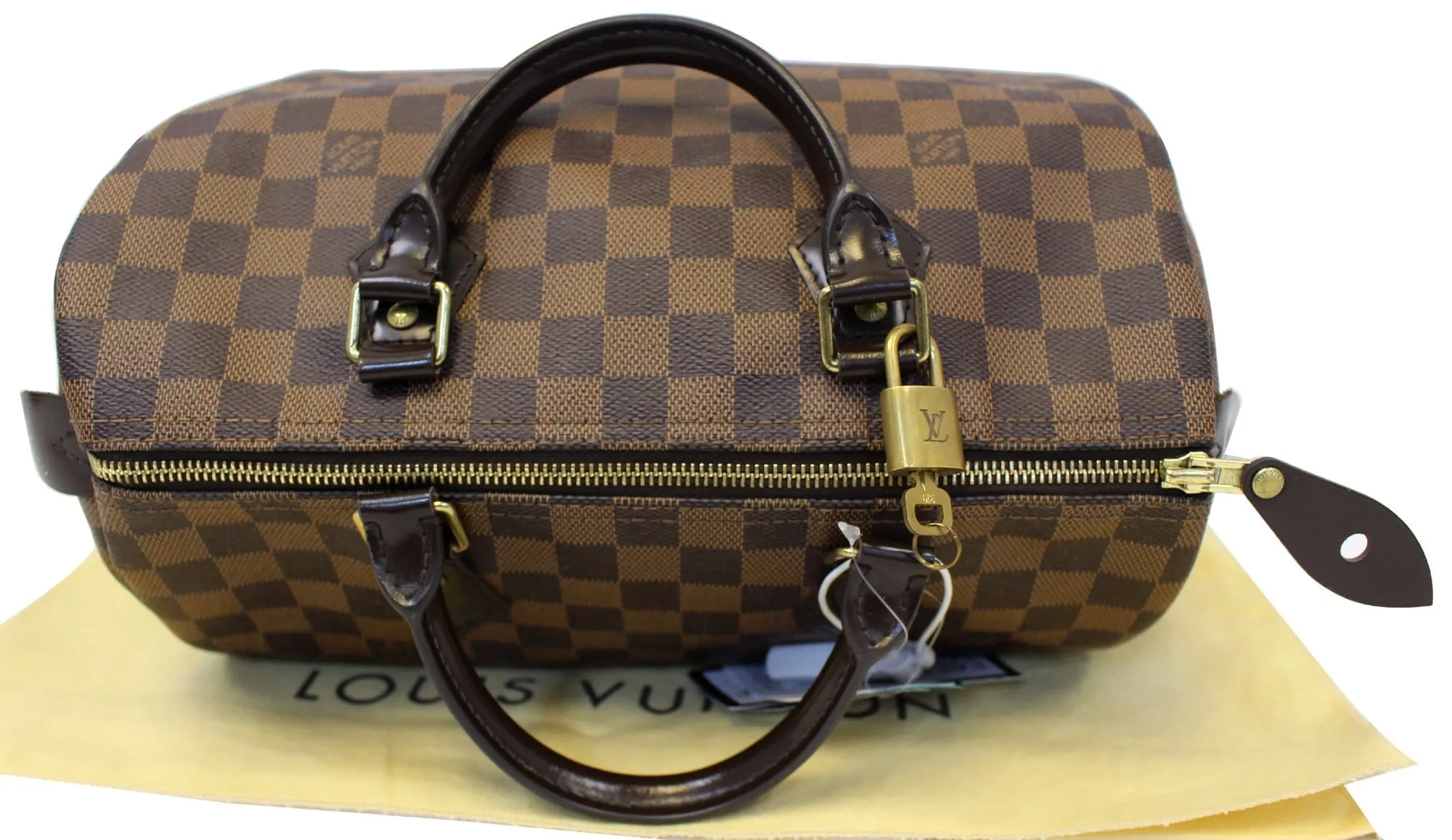 LOUIS VUITTON Damier Ebene Speedy 30 Brown Satchel Bag