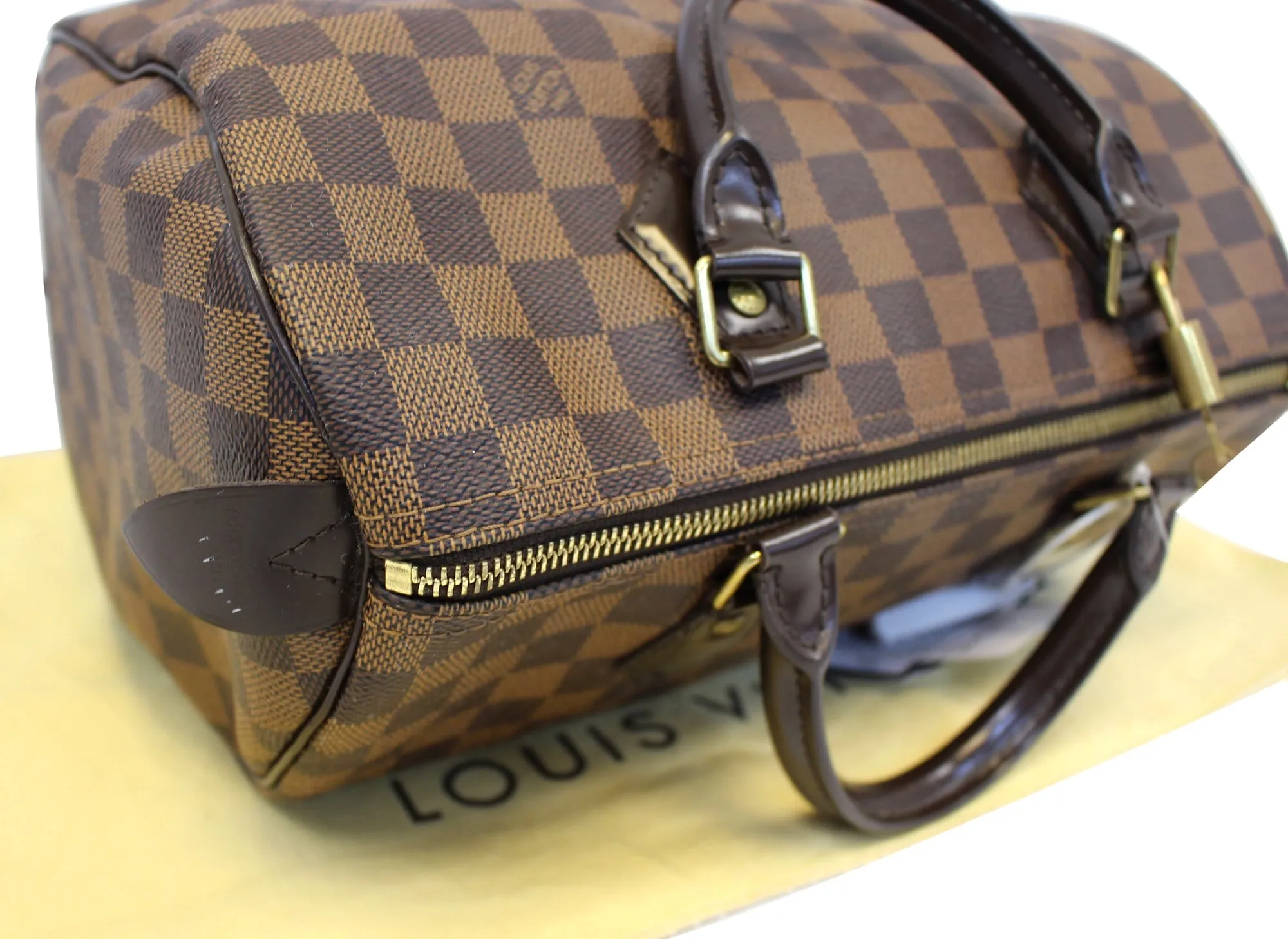 LOUIS VUITTON Damier Ebene Speedy 30 Brown Satchel Bag