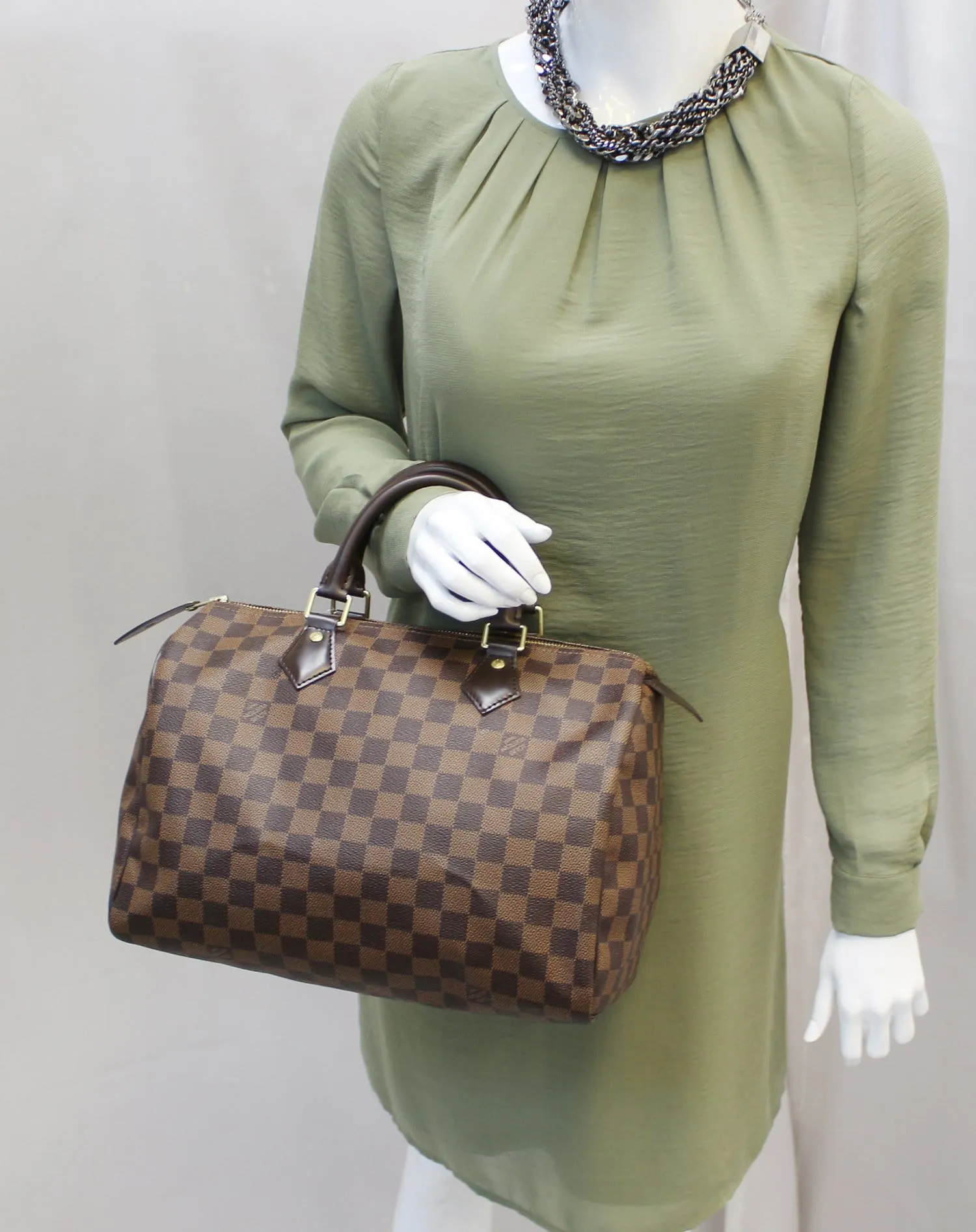 LOUIS VUITTON Damier Ebene Speedy 30 Satchel Bag