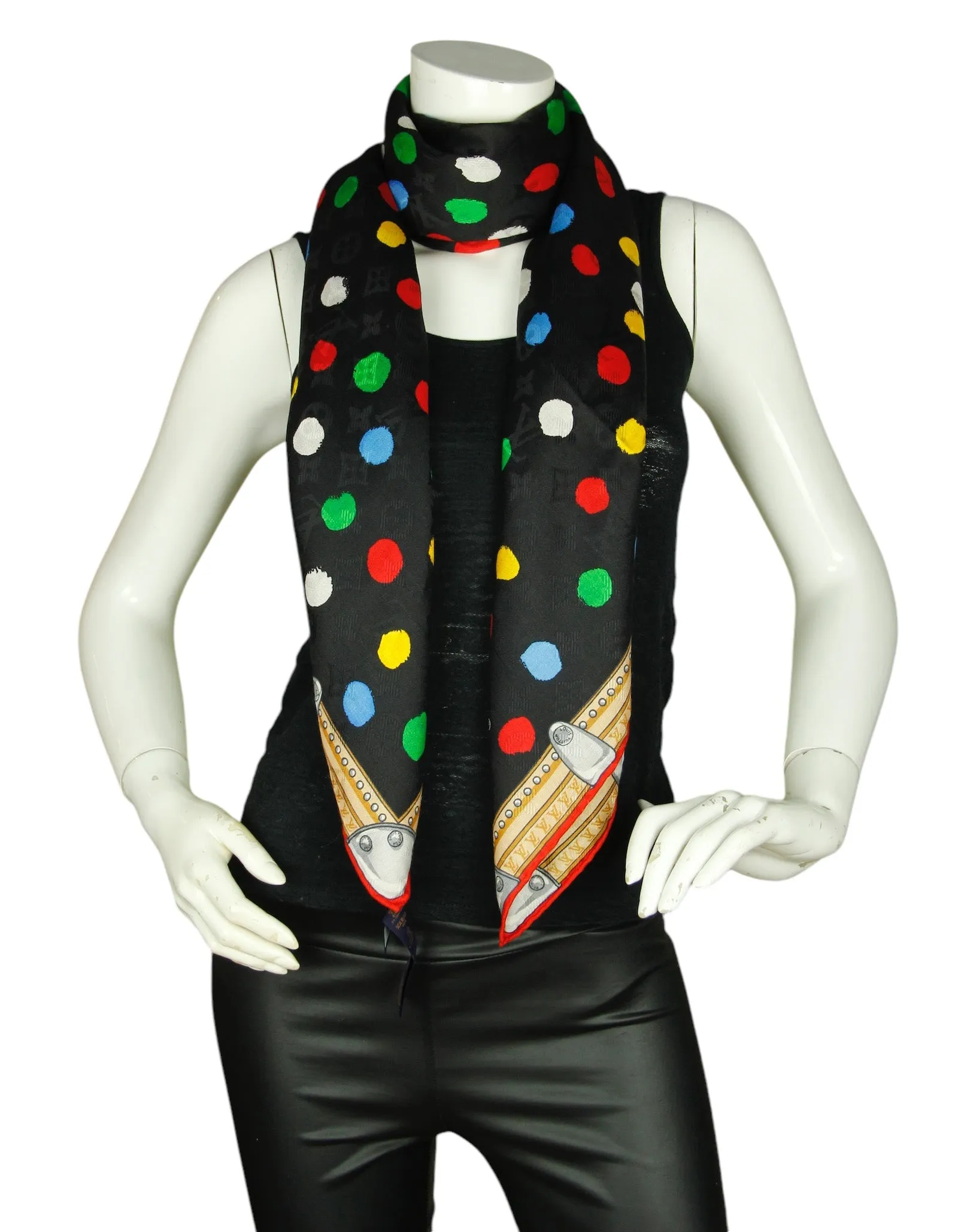 Louis Vuitton LV X YK Silk/Wool Monogram Dots 120cm Shawl