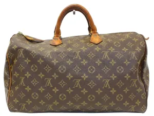 LOUIS VUITTON Monogram Canvas Speedy 40 Brown Satchel Bag