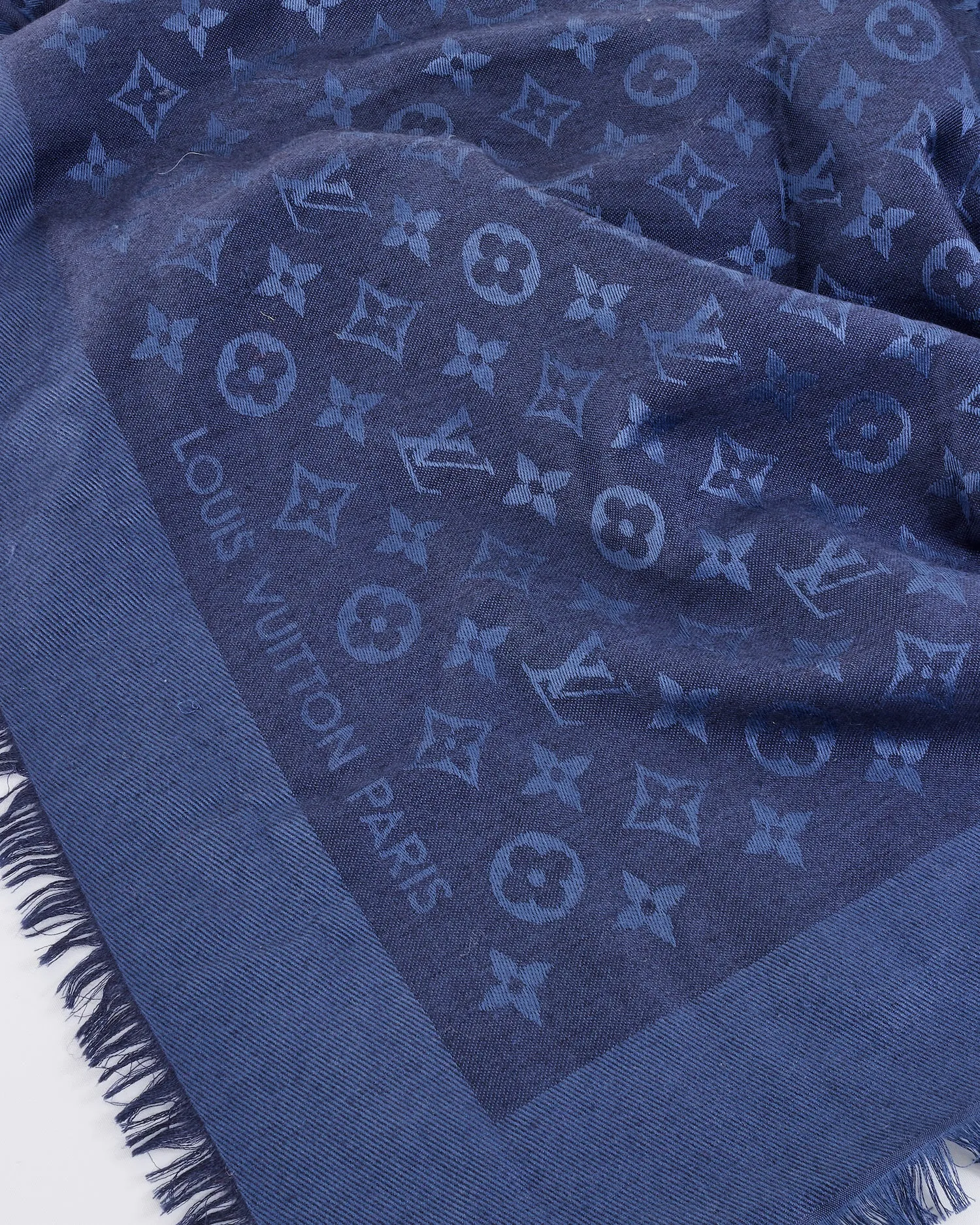 Louis Vuitton Navy Monogram Silk Scarf