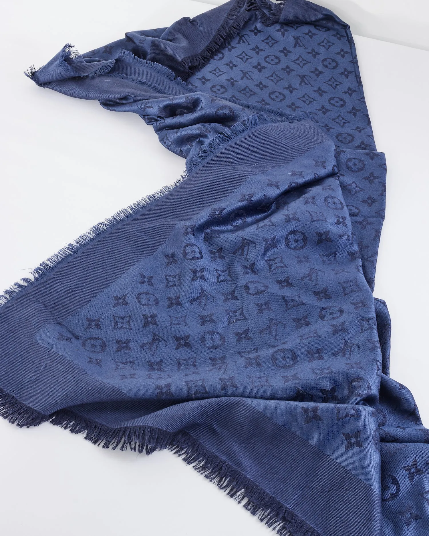 Louis Vuitton Navy Monogram Silk Scarf