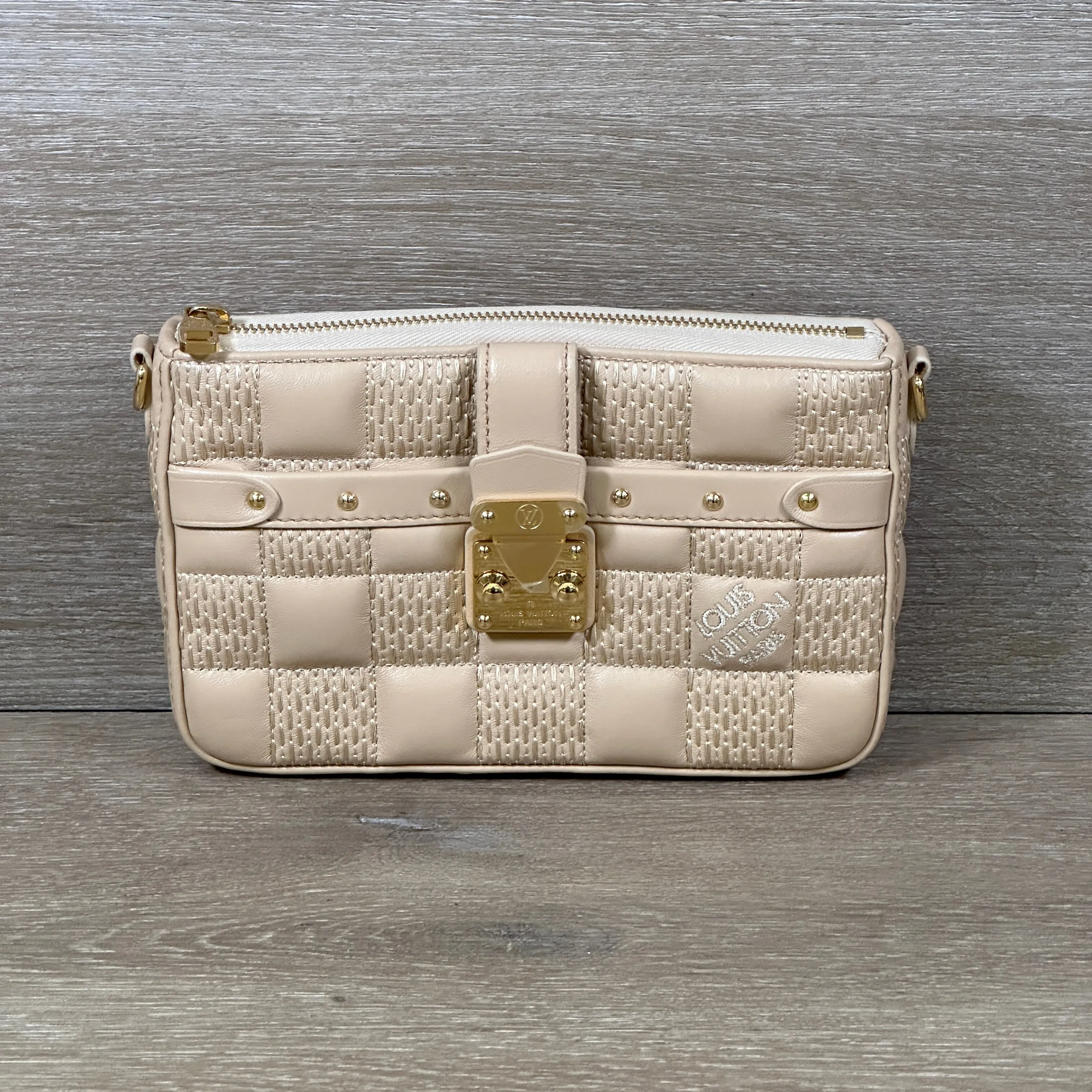 Louis Vuitton Quilted Lambskin Troca Pochette - Beige