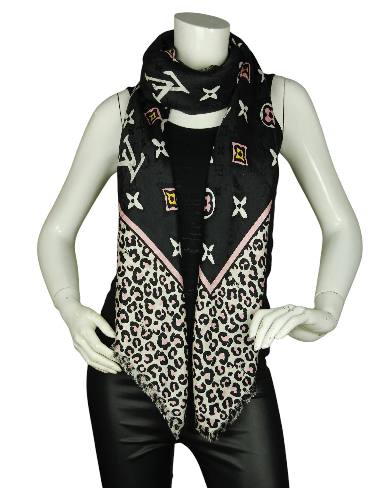Louis Vuitton Silk/Wool Monogram Leopard Wild At Heart Shawl Scarf