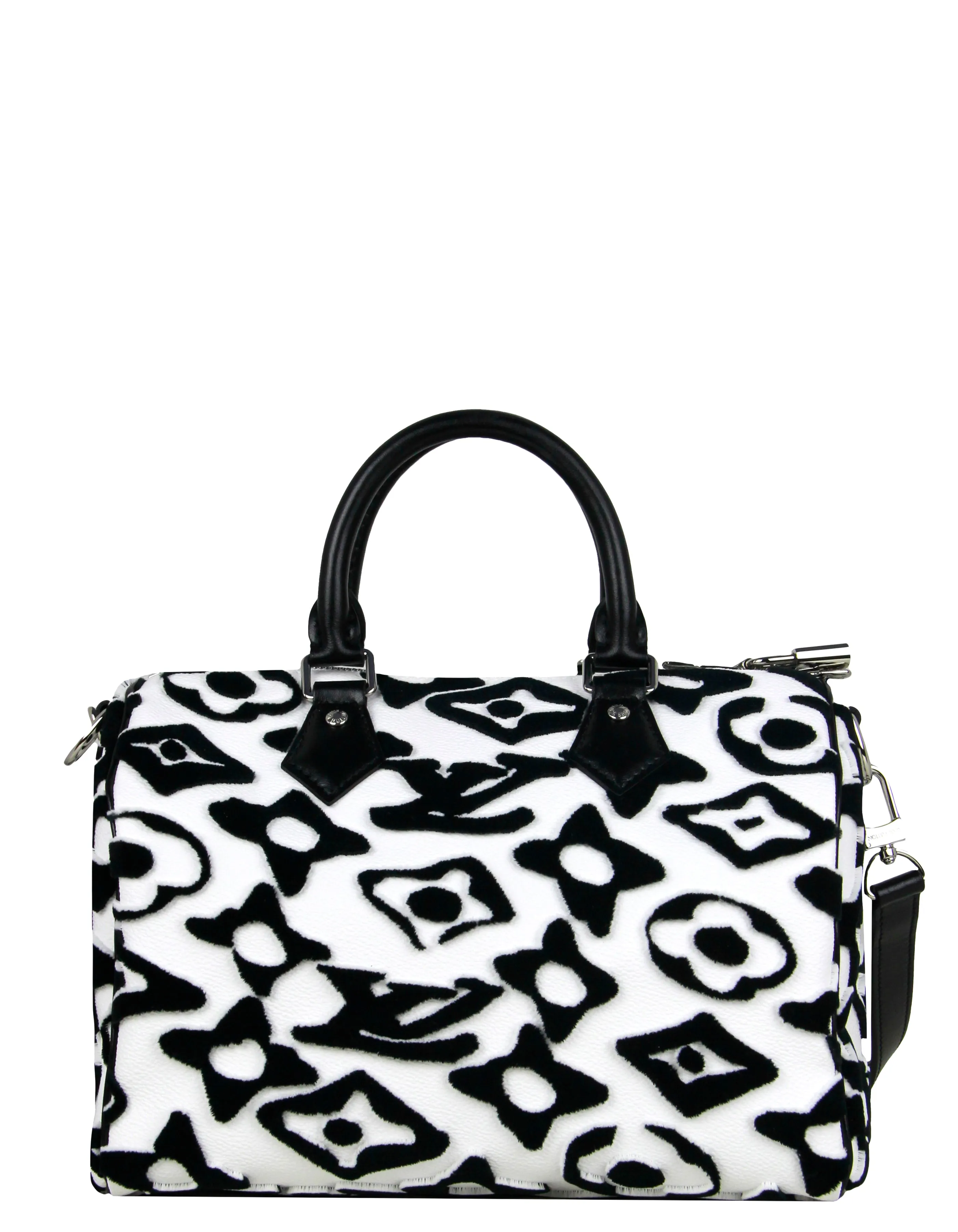Louis Vuitton White/Black Urs Fischer Tufted Monogram Speedy Bandouliere 25
