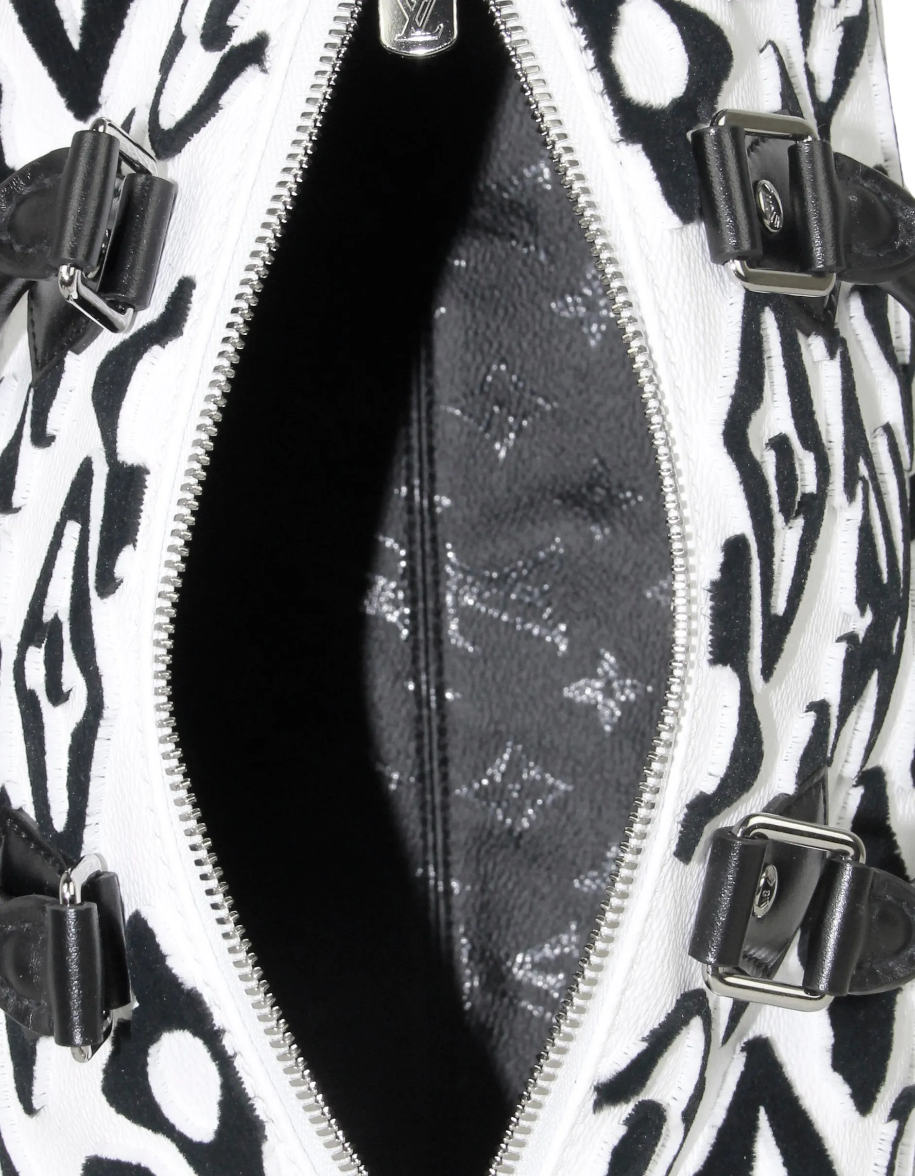 Louis Vuitton White/Black Urs Fischer Tufted Monogram Speedy Bandouliere 25