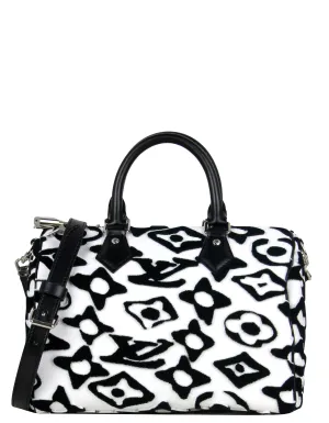 Louis Vuitton White/Black Urs Fischer Tufted Monogram Speedy Bandouliere 25