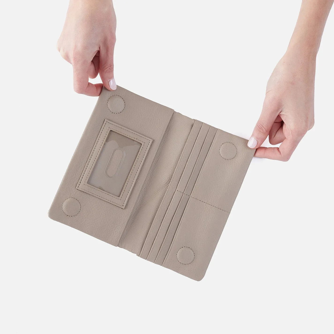 Lumen Continental Wallet In Pebbled Leather - Taupe