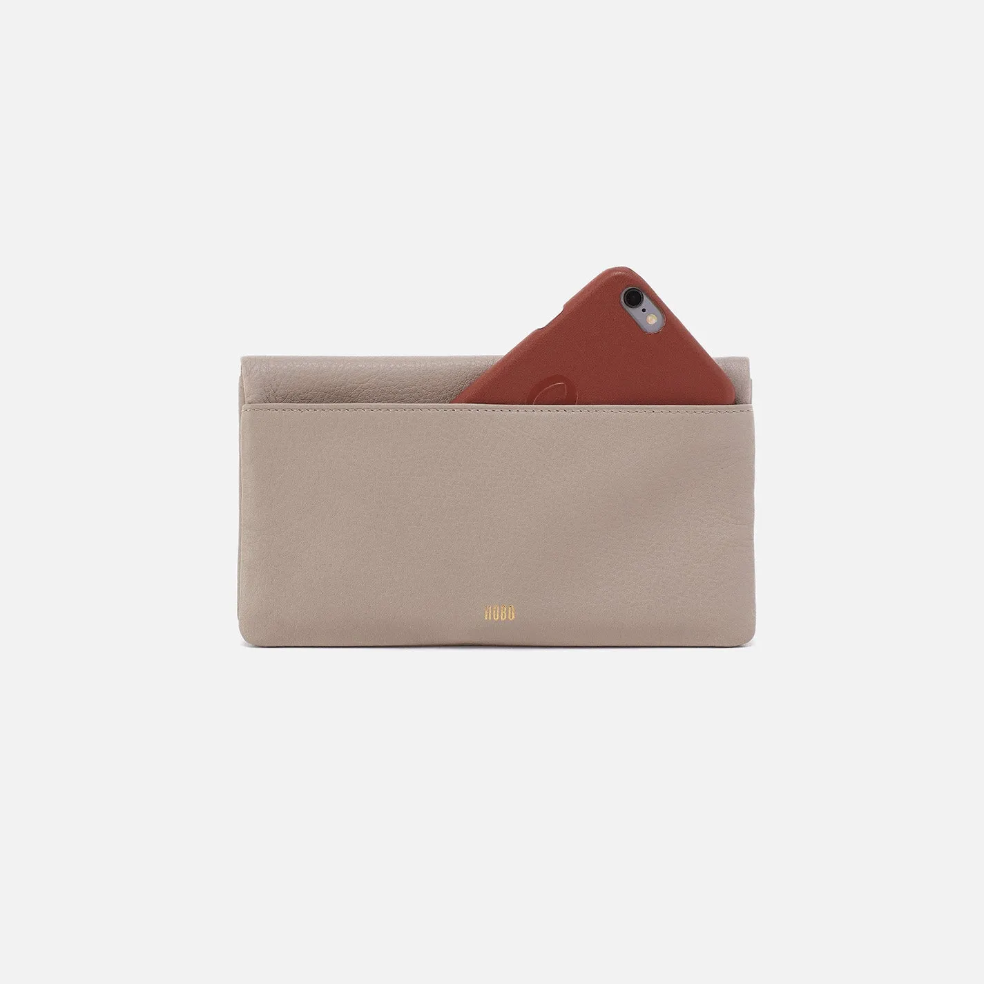 Lumen Continental Wallet In Pebbled Leather - Taupe
