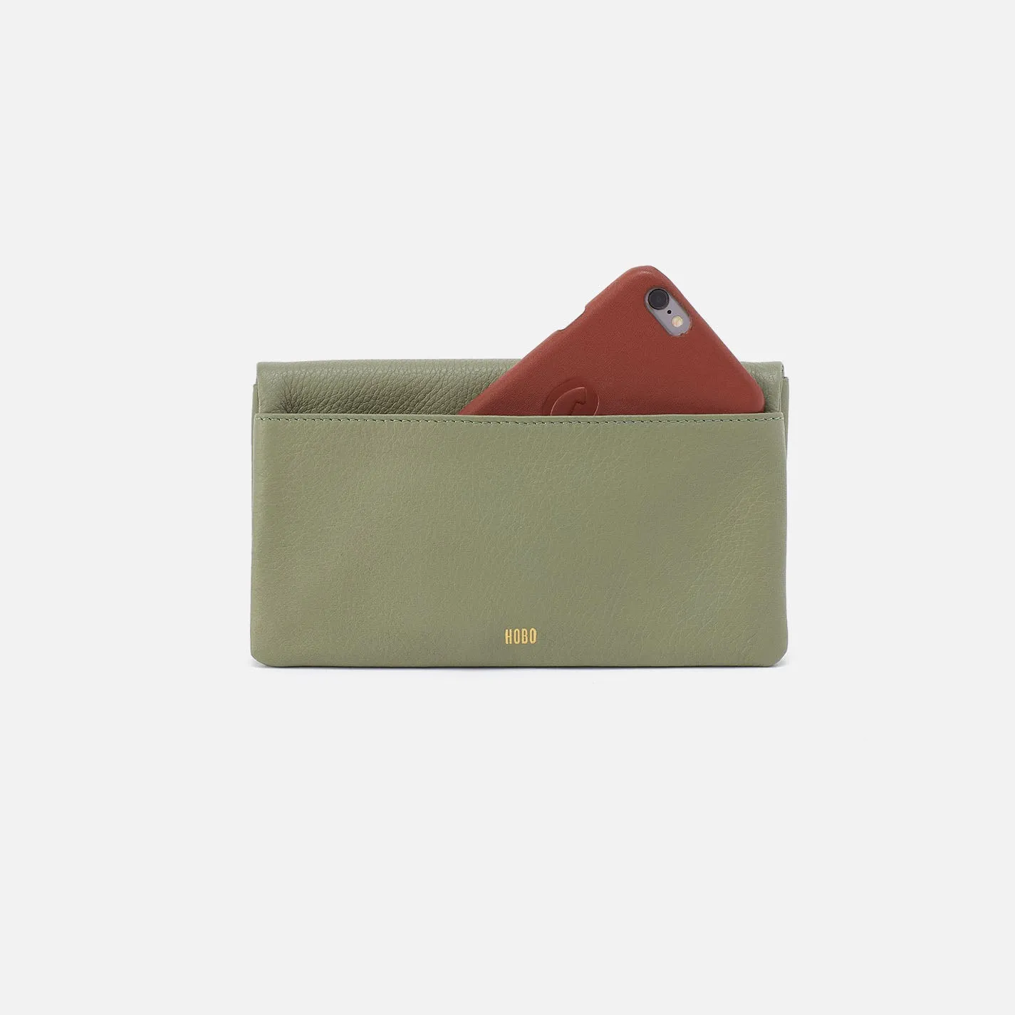 Lumen Continental Wallet In Pebbled Leather - Watercress
