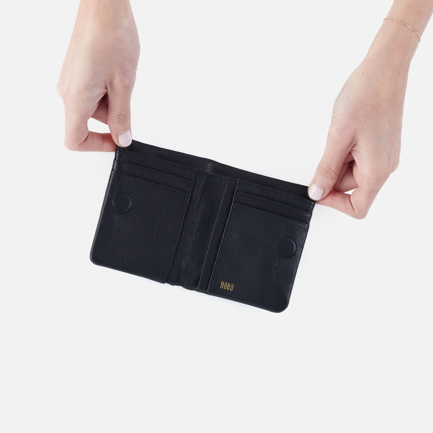 Lumen Mini Wallet In Pebbled Leather - Black