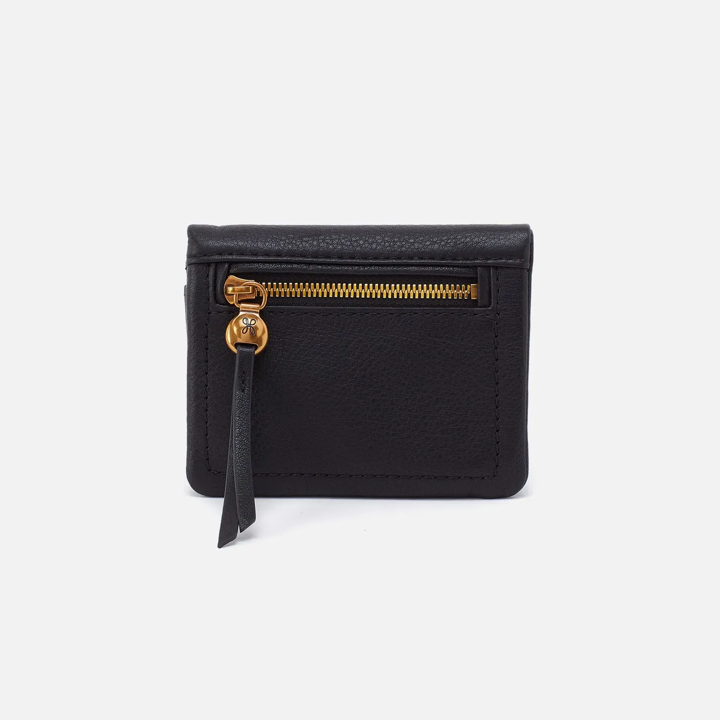Lumen Mini Wallet In Pebbled Leather - Black