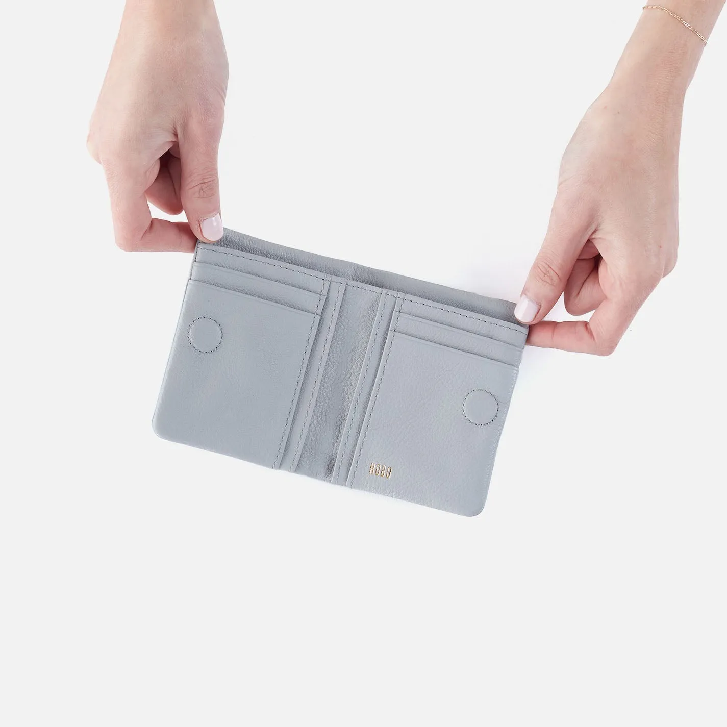 Lumen Mini Wallet In Pebbled Leather - Blue Pearl
