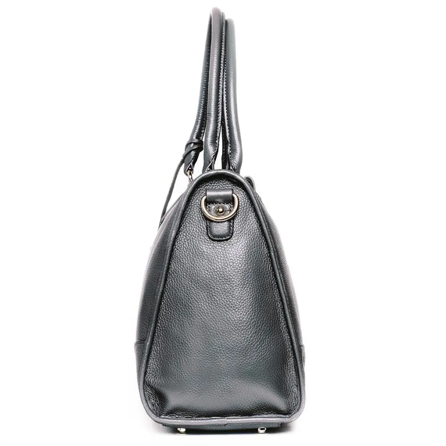 Madison Satchel Handbag in Grey Pebble Leather